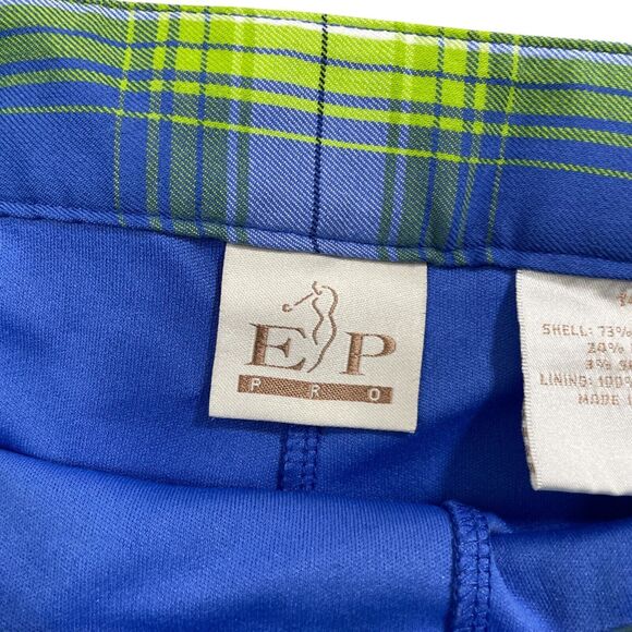 EP Pro 14 Blue Plaid‎ Skort Side Zipper Pockets Golf Tennis - Picture 2 of 5